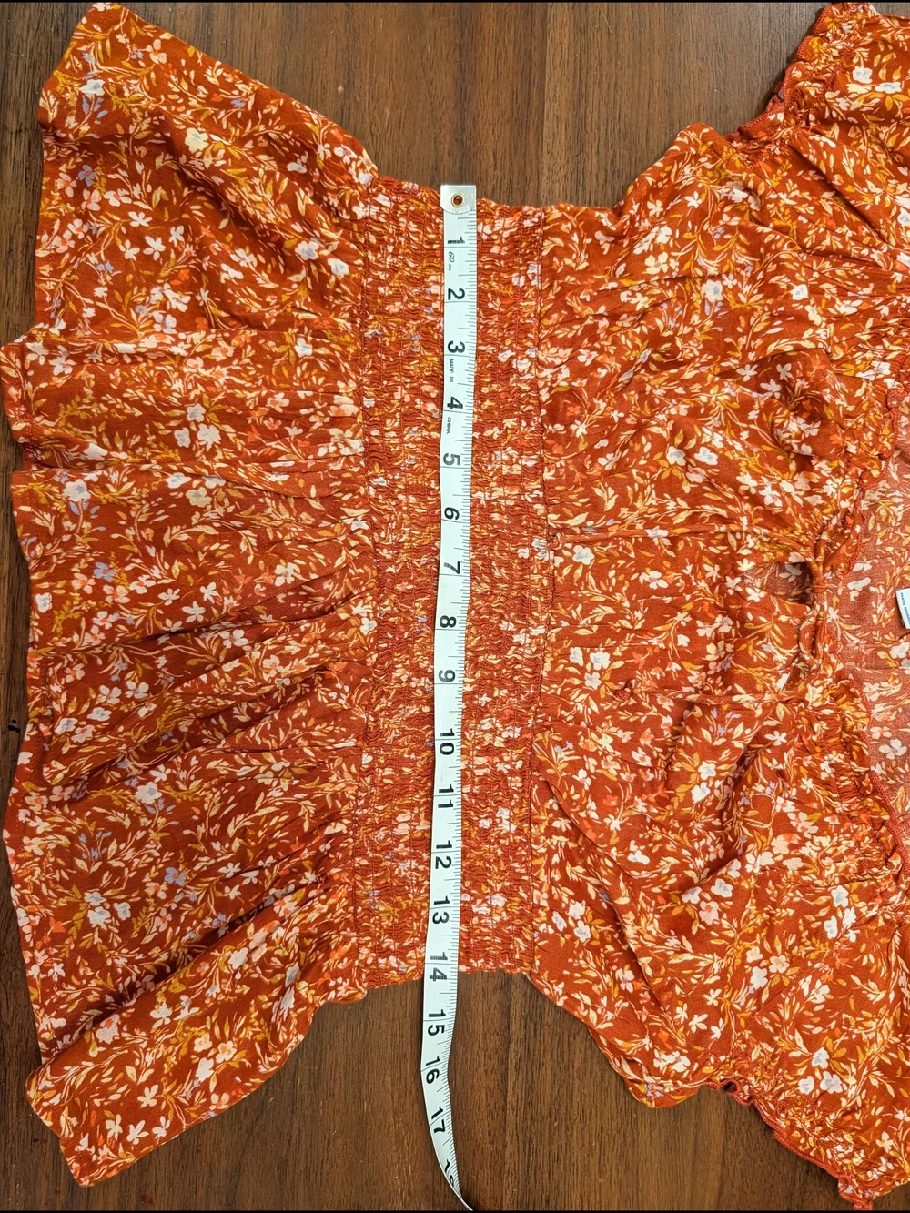 Old Navy Orange Floral Smocked Peplum Blouse - S